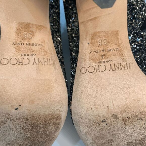 Jimmy Choo Henrietta Silver Glitter Star Leather Trim Ankle Booties EU 36 US 6 - Picture 9 of 10